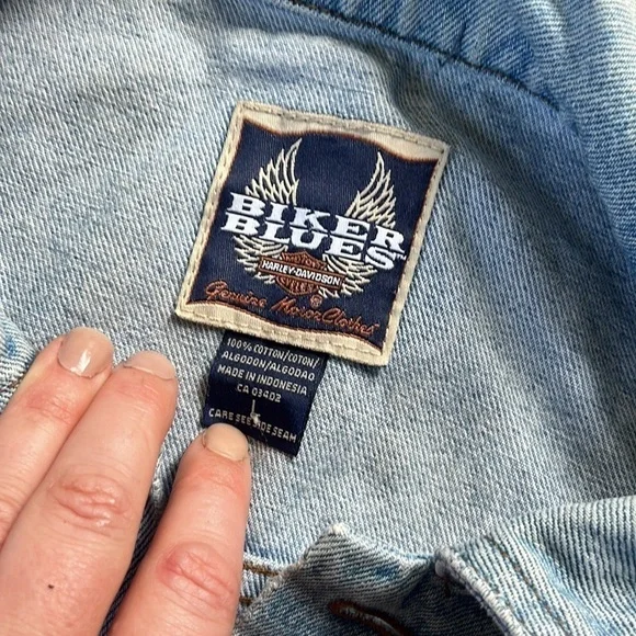Vintage Harley Davidson Button Down Denim Jean Jacket Embroidered - Picture 7 of 12